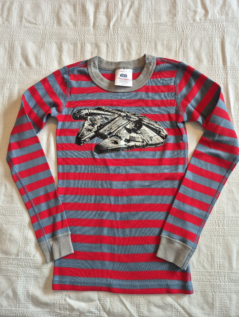 Hanna Andersson size 130 or 8 boys pajama top red gray stripes Star Wars VGUC